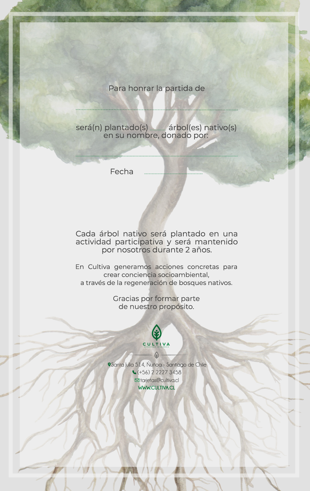 Dona un árbol nativo - Corporación Cultiva